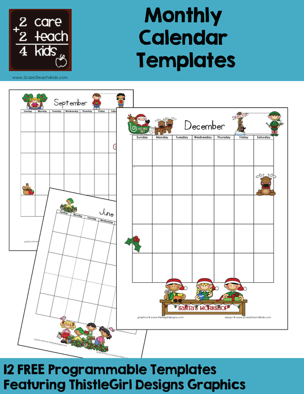 Calendars - Free Printable Templates - 2care2teach4kids.com
